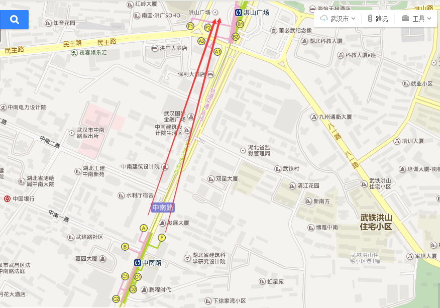 武汉洪山广场在地铁中南路要从哪个出口出去（洪山广场地铁口）
