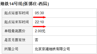 14号线地铁首末车时间（最新北京地铁14时间表）