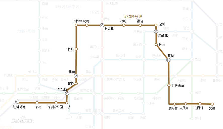 地铁9号线线路图（地铁9号线线路图到景田要转）